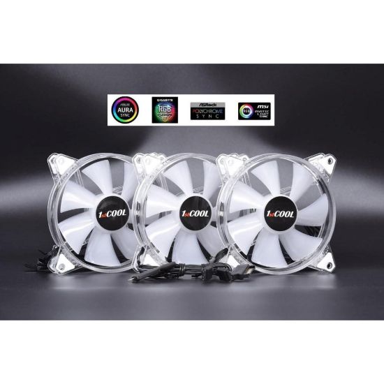 Obrázek 1stCOOL KIT AURA EVO CRYSTAL ARGB 3x Crystal White ventilátor + ARGB Nano řadič