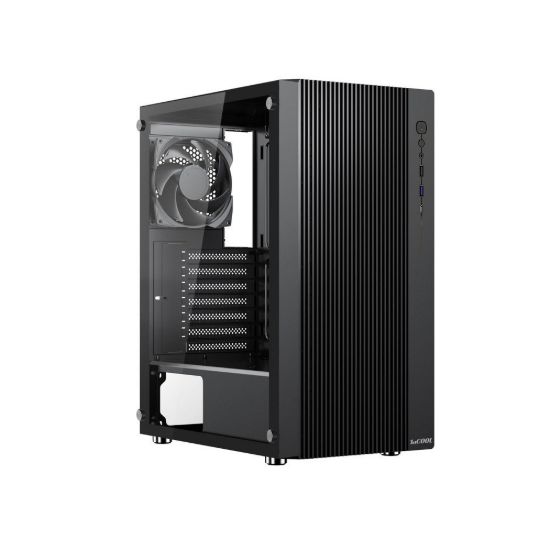 Obrázek 1stCOOL skříň GAMER 4, Mid tower, AU, USB 3.0, USB- C, 2 x 120mm, průhledná bočnice, bez zdroje, černá