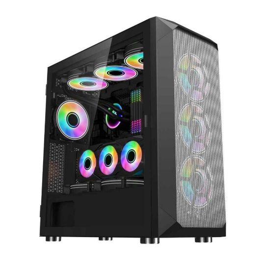 Obrázek 1stCOOL skříň Wind Storm Black MiddleTower, AU, USB3.0, bez zdroje, černá