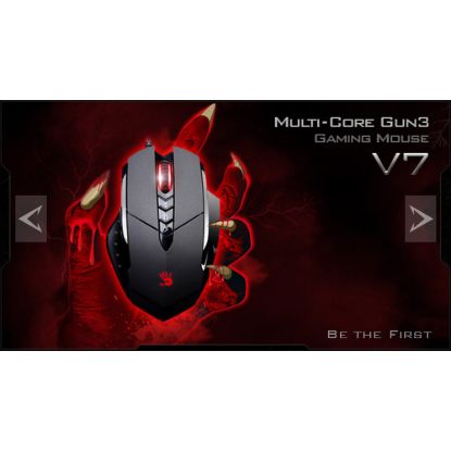 Obrázek A4tech BLOODY V7 herní myš, až 3200DP I, V- Track technologie, 160KB paměť, USB, CORE 2, kovové podložky