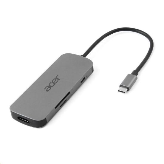 Obrázek ACER Dokovací stanice 7in1 Type- C dongle, 1x HDMI, 3x USB- A 3.2 Gen1, 1x SD 3.0, 1x microSD, 1x USB- C, silver