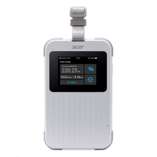 Obrázek ACER Router Connect Enduro M6E, 20 GB SIMO, 5G, LTE, 2.4" touch display, Wifi, NFC, USB- C, 2.4GHz, 8000mAh, White