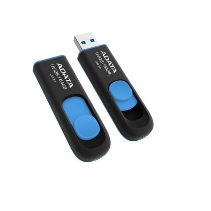 Obrázek ADATA Flash Disk 256 GB UV128, USB 3.1 Dash Drive (R: 90/ W: 40 MB/ s) černá/ modrá