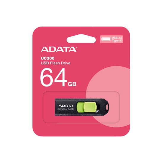 Obrázek ADATA Flash Disk 64 GB UC300, USB- C 3.2, černo- zelená