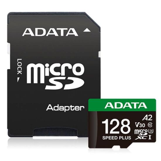Obrázek ADATA MicroSDXC karta 128 GB Speed Plus, U3, C10, A2, V30 (R: 180/ W: 160 MB/ s) + SD adaptér