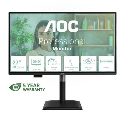 Obrázek AOC MT 27" Q27P4U - 2560 x 1440, IPS, 120 Hz, 2xHDMI, 1xDP, USB hub, Repro, Pivot