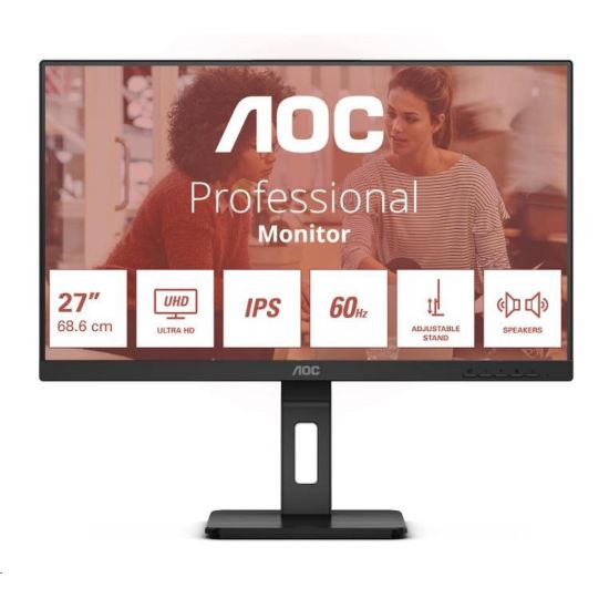 Obrázek AOC MT IPS LCD WLED 27" U27E3UF - IPS panel, 3840 x 2160, 2xHDMI, DP, USB 3.2, repro, pivot