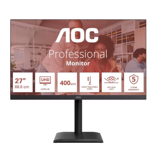 Obrázek AOC MT IPS LCD WLED 27" U27E4CV - IPS panel, 3840 x 2160, 60 Hz, HDMI, DP, USB- C