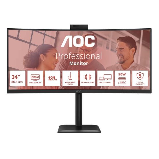 Obrázek AOC MT VA 34" CU34E4CW - VA panel, 3440 x 1440, 120 Hz, HDMI, DP, USB- C