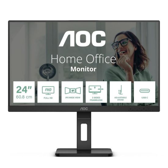 Obrázek AOC MT IPS LCD WLED 23, 8" 24P3CV - IPS panel, 1920 x 1080, 300cd, 2xHDMI, DP, USB- C, 4xUSB 3.2, pivot, repro