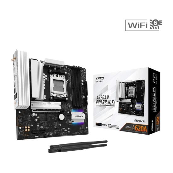 Obrázek ASRock MB Sc AM5 A620AM PRO RS WIFI, AMD X620, 4xDDR5, 1xHDMI, 1xDP, WI- FI