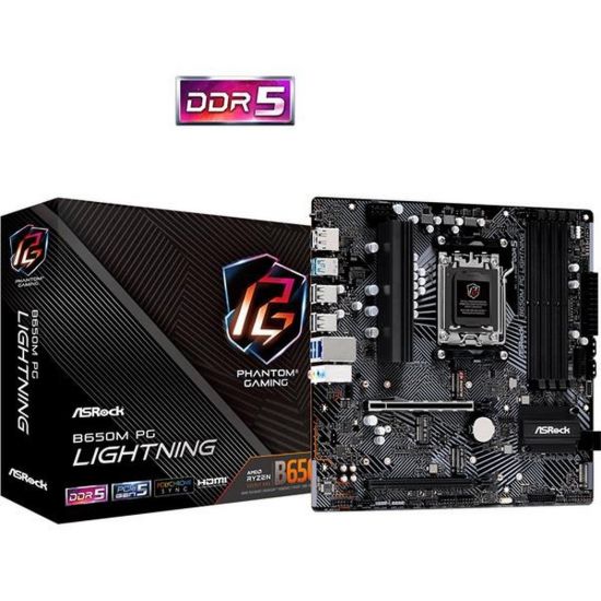 Obrázek ASRock MB Sc AM5 B650M PG LIGHTNING, AMD B650, 4xDDR5, 1xDP, 1xHDMI, mATX