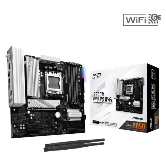 Obrázek ASRock MB Sc AM5 B850M PRO RS WIFI, AMD B850, 4xDDR5, 1xDP, 1xHDMI, WiFi, mATX