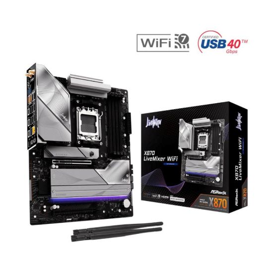 Obrázek ASRock MB Sc AM5 X870 LiveMixer WiFi, AMD X870, 4xDDR5, 1xHDMI, 2xUSB4, WI- FI, ATX