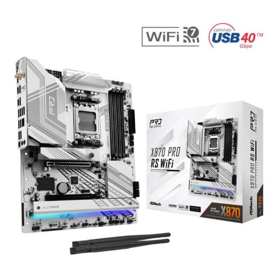 Obrázek ASRock MB Sc AM5 X870 PRO RS WIFI, AMD X870, 4xDDR5, 1xHDMI, 2xUSB4, WI- FI
