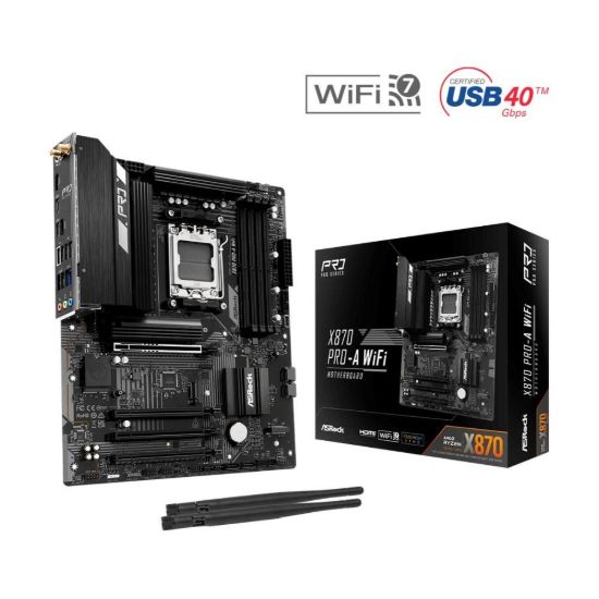 Obrázek ASRock MB Sc AM5 X870 PRO- A WIFI, AMD X870, 4xDDR5, 1xHDMI, 2xUSB4, WI- FI