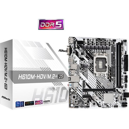 Obrázek ASRock MB Sc LGA1700 H610M- HDV/ M.2+ D5, Intel H610, 2xDDR5, 1xDP, 1xHDMI, 1xVGA, mATX