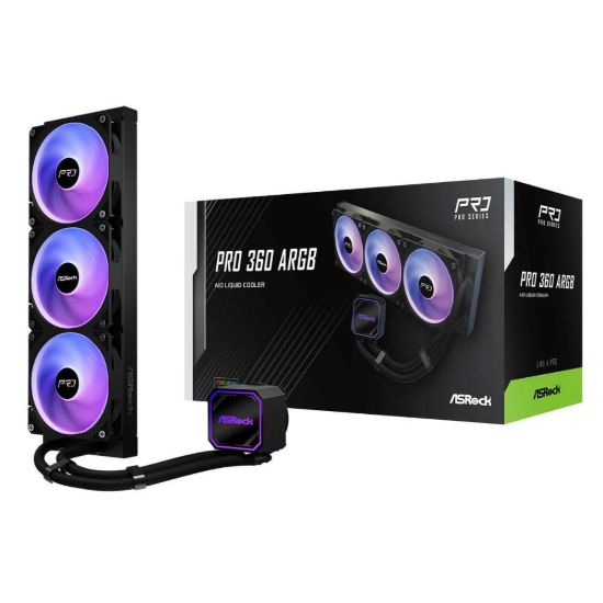 Obrázek ASROCK Vodní chladič Pro 360 ARGB, 3 x 120mm, LGA1851, AM5, černá