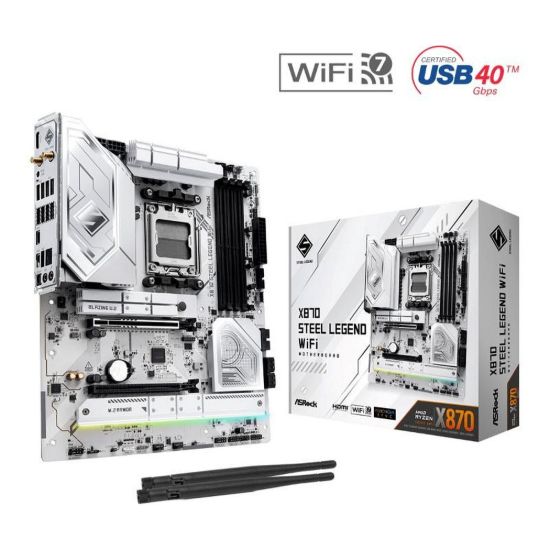 Obrázek ASRock MB Sc AM5 X870 STEEL LEGEND WIFI, AMD X870, 4xDDR5, 1xHDMI, 2xUSB4, WI- FI