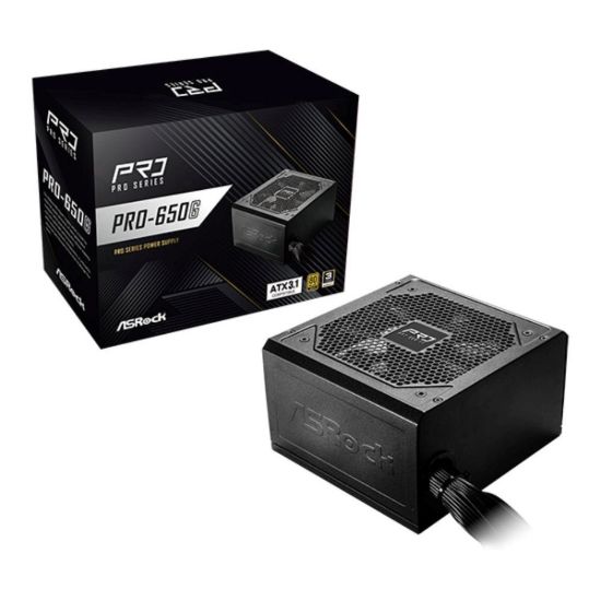 Obrázek ASROCK zdroj PRO- 650G, 650 W, 80Plus Gold, 120 mm, ATX 3.1