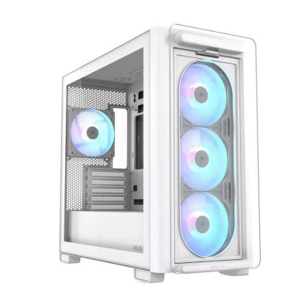 Obrázek ASUS case A23 PLUS TG ARGB, Mini Tower, průhledná bočnice, 4 x 120mm ARGB Fan, bílá