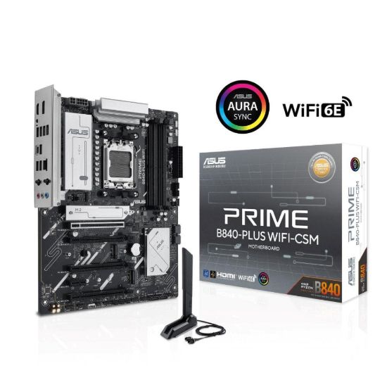 Obrázek ASUS MB Sc AM5 PRIME B840- PLUS WIFI, AMD B840, 4xDDR5, 1xDP, 1xHDMI, WiFi, ATX