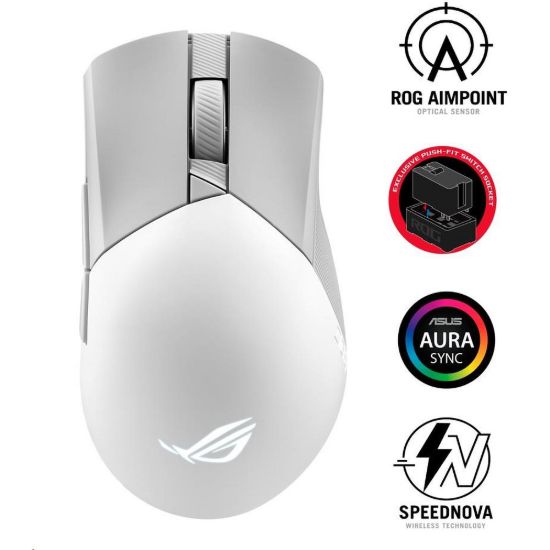 Obrázek ASUS myš ROG GLADIUS III Wireless Aimpoint White (P711), RGB, Bluetooth, bílá