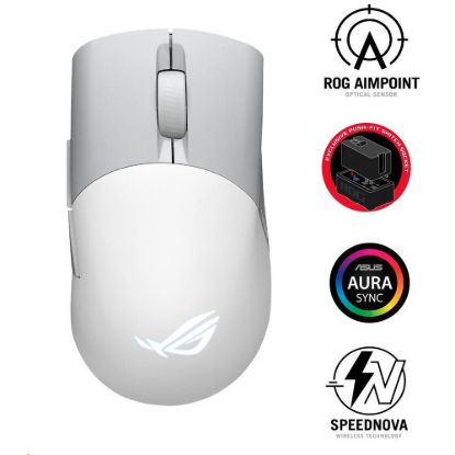 Obrázek ASUS myš ROG KERIS WIRELESS AIMPOINT WHITE (P709), RGB, Bluetooth, bílá