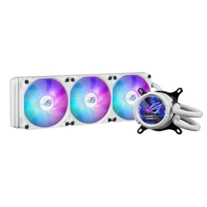Obrázek ASUS vodní chladič CPU AIO ROG STRIX LC III 360 ARGB LCD WHITE, 3 x 120mm, LCD Displej, LGA1851, AM5, bílá