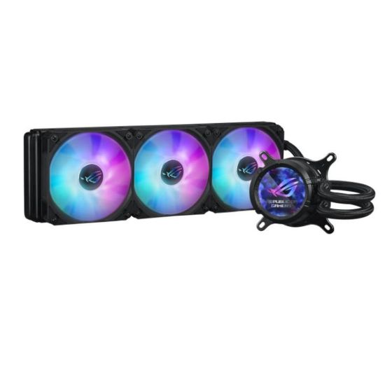 Obrázek ASUS vodní chladič CPU AIO ROG STRIX LC III 360 ARGB LCD, 3 x 120mm, LCD Displej, LGA1851, AM5, černá