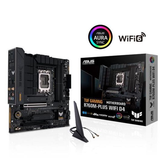 Obrázek ASUS MB Sc LGA1700 TUF GAMING B760M- PLUS WIFI D4, Intel B760, 4xDDR4, 1xDP, 1xHDMI, WI- FI, mATX