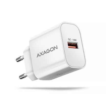 Obrázek AXAGON ACU- QC18 W, nabíječka do sítě 18 W, 1x port USB- A, QC3.0/ AFC/ Apple, bílá