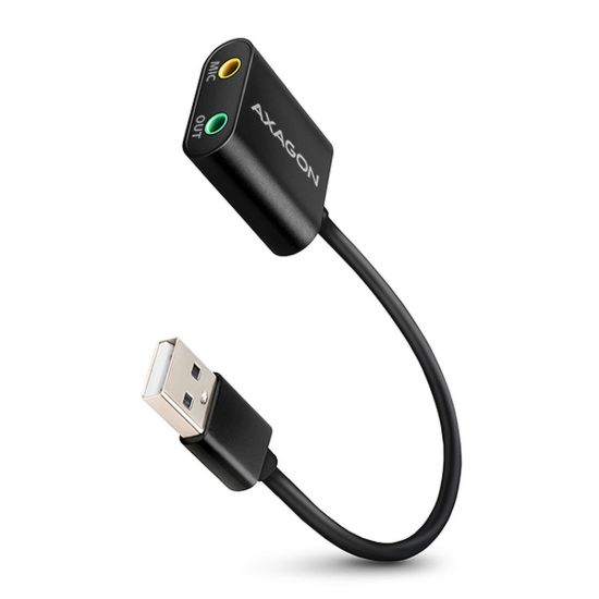 Obrázek AXAGON ADA- 12, USB 2.0 - externí zvuková karta, 48kHz/ 16- bit stereo, kovová, kabel USB- A 15 cm