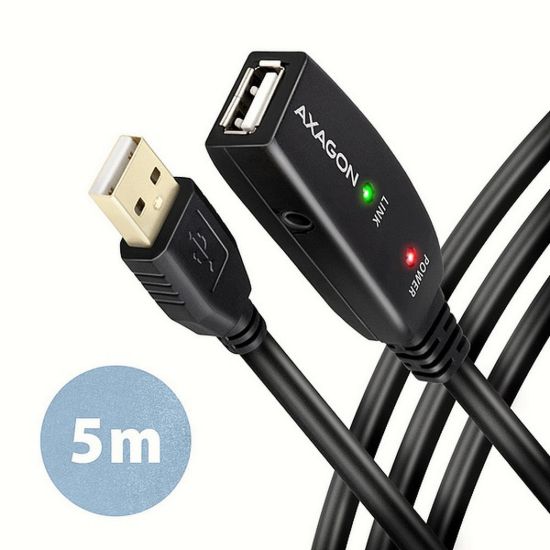 Obrázek AXAGON ADR- 205, USB 2.0 A- M - > A- F aktivní prodlužovací / repeater kabel, 5m