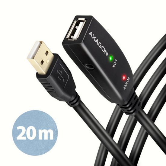 Obrázek AXAGON ADR- 220, USB 2.0 A- M - > A- F aktivní prodlužovací / repeater kabel, 20m