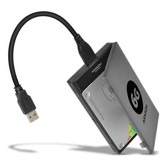 Obrázek AXAGON ADSA- 1S6, USB 3.2 Gen 1 - SATA 6G SSD/ HDD adaptér vč. 2.5" pouzdra