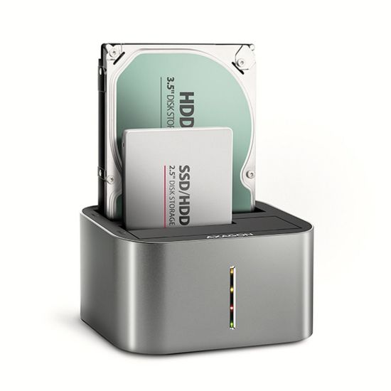 Obrázek AXAGON ADSA- DC, USB- C 5Gbps - 2x SATA 6G 2.5"/ 3.5" SSD/ HDD CLONE DUAL dokovací stanice