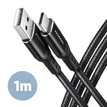 Obrázek AXAGON BUCM- AM10AB, HQ kabel USB- C <- > USB- A, 1m, USB 2.0, 3A, ALU, oplet, černý