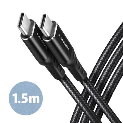 Obrázek AXAGON BUCM- CM15AB, HQ kabel USB- C <- > USB- C, 1.5m, USB 2.0, PD 60 W 3A, ALU, oplet, černý