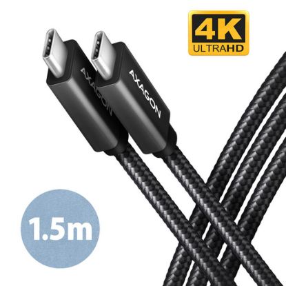Obrázek AXAGON BUCM32- CM15AB, SPEED+ kabel USB- C <- > USB- C, 1.5m, USB 20Gbps, PD 100 W 5A, 4K HD, ALU, oplet, černý