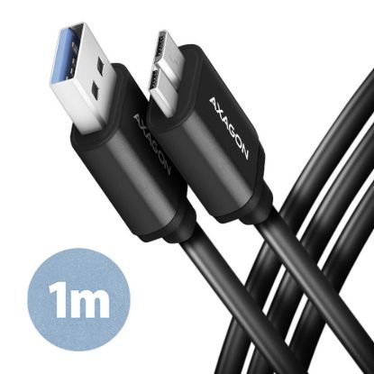 Obrázek AXAGON BUMM3- AM10AB, SPEED kabel Micro- B USB <- > USB- A, 1m, USB 3.2 Gen 1, 3A, ALU, tpe, černý