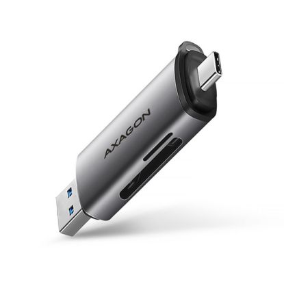 Obrázek AXAGON CRE- SAC, USB3.2 Gen 1 Type- C + Type- A externí čtečka karet SD/ microSD, podpora UHS- I