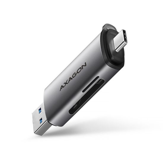 Obrázek AXAGON CRE- SAC, USB3.2 Gen 1 Type- C + Type- A externí čtečka karet SD/ microSD, podpora UHS- I