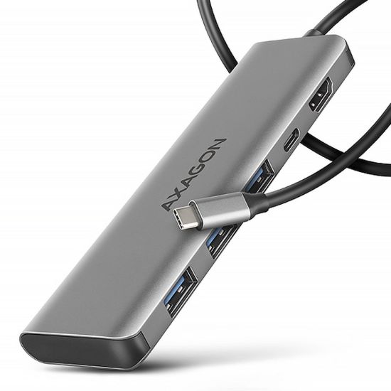 Obrázek AXAGON HMC- 5H, USB 5Gbps hub, 3x USB- A, HDMI 4k/ 30 Hz, PD 100 W, kabel USB- C 100cm