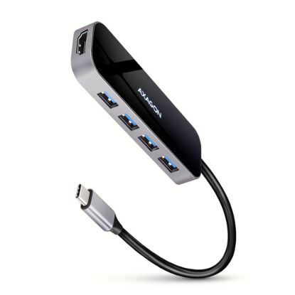 Obrázek AXAGON HMC- 6H4A, USB 3.2 Gen 1 hub, porty 4x USB- A, HDMI 4k/ 30 Hz, PD 100 W, kabel USB- C 20cm