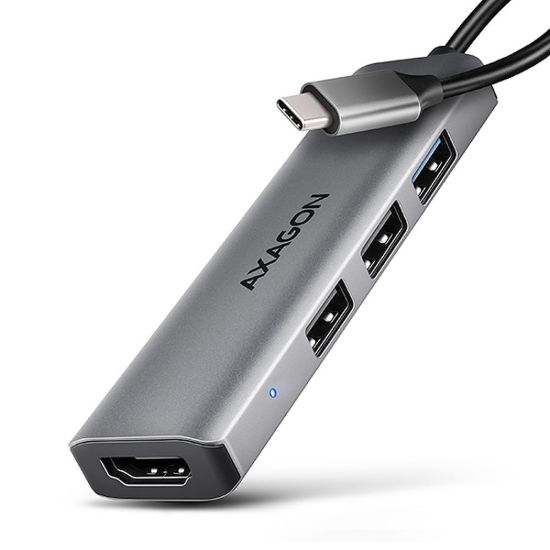 Obrázek AXAGON HMC- H3A, USB 5Gbps hub, 3x USB- A, HDMI 4k/ 30 Hz, kabel USB- C 15cm