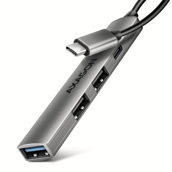 Obrázek AXAGON HUE- STC, 4x USB ALU STRIP hub, 1x USB- A 5Gbps, 2x USB- A & 1x USB- C 480Mbps, kabel USB- C 12cm