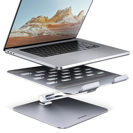 Obrázek AXAGON STND- LQ hliníkový HQ stojan na notebook 10"- 17.3" nastavitelná výška a úhel, šedý