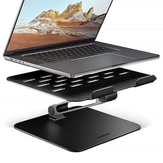 Obrázek AXAGON STND- LQB hliníkový HQ stojan na notebook 10"- 17.3" nastavitelná výška a úhel, černý