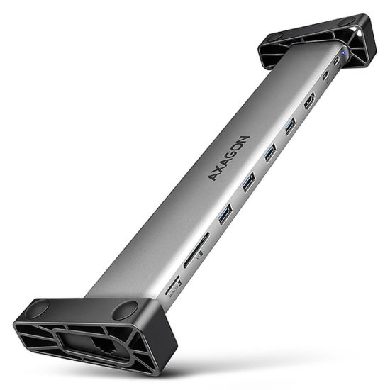 Obrázek AXAGON HMC- 10HLS, USB 5Gbps hub, 4x USB- A, HDMI 4k/ 60 Hz, RJ- 45 GLAN, SD/ mSD, PD 100 W, kabel USB- C 25cm